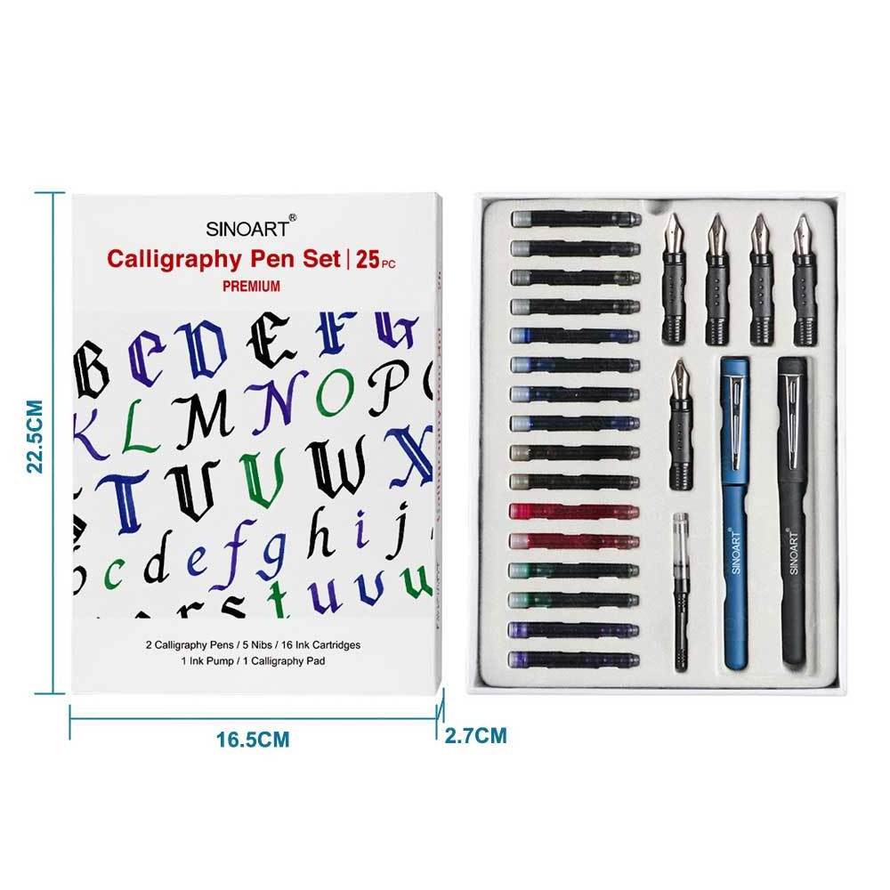 25pcs Includes Calligraphy Pens,Calligraphy Nibs,Ink Cartridges and Exercise Workbook Calligraphy Pen Set for Calligraphy kit