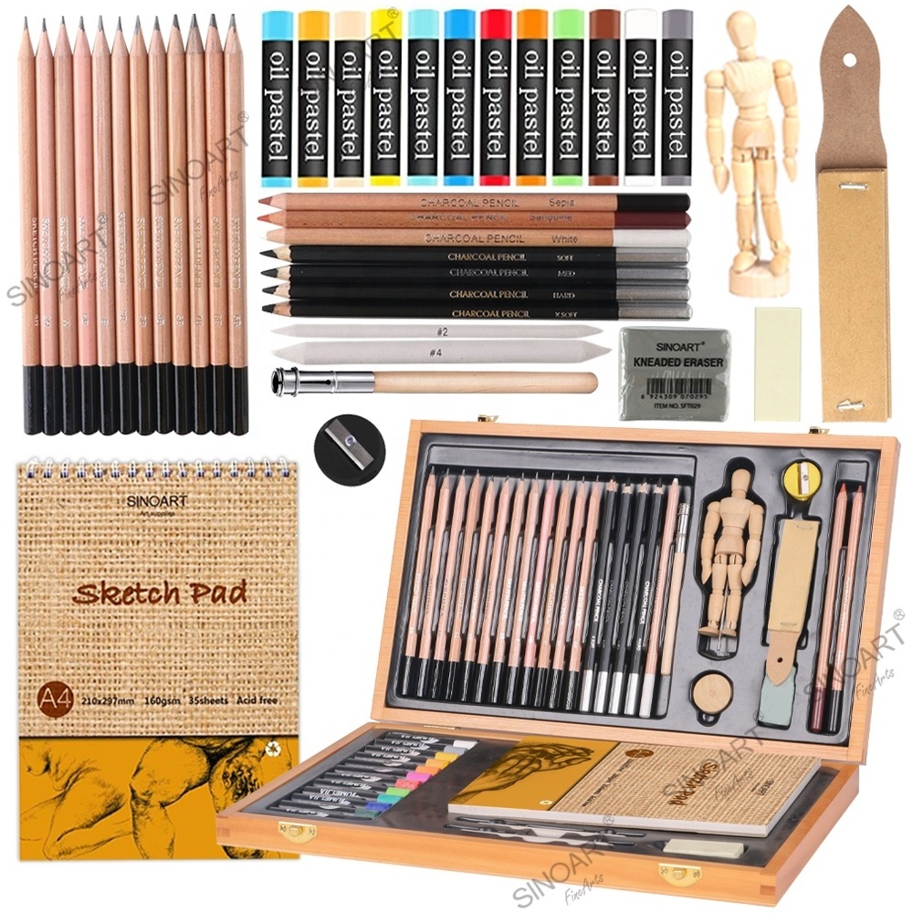 Sinoart hot Art Set Customized 6 styles Kid art set Wooden box sketch Painting Set for Art supplies