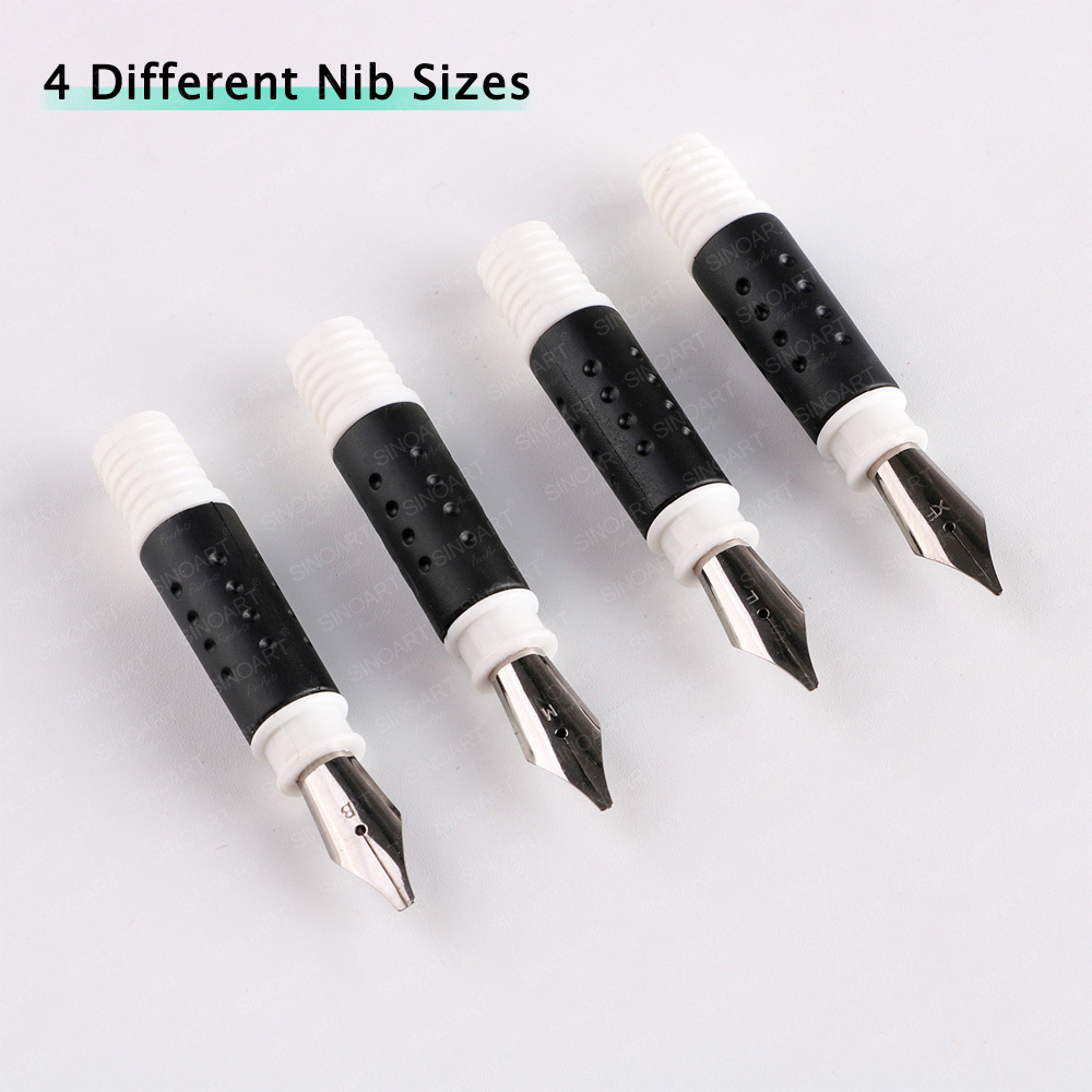 SINOART Calligraphy pen Fountain Pens 4 Different Size Nibs and 3 Assorted Ink Cartridges Plus One Bottled Ink Converter