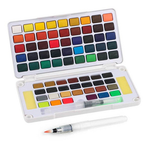 SINOART 12/18/24/36/48/62/72 Colors Portable Artists Solid Watercolor Paint Set With Water Brush pens