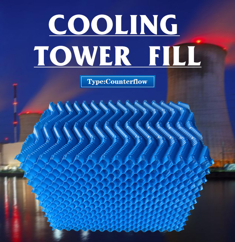 750mm Industrial Cooling Tower Honeycomb Filter 500mm Counterflow PVC Filler Material