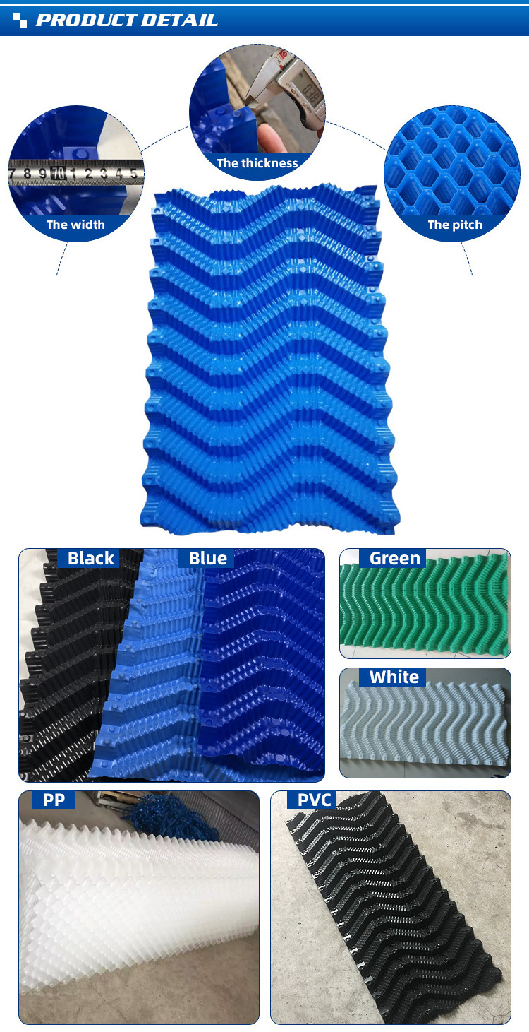 750mm Industrial Cooling Tower Honeycomb Filter 500mm Counterflow PVC Filler Material