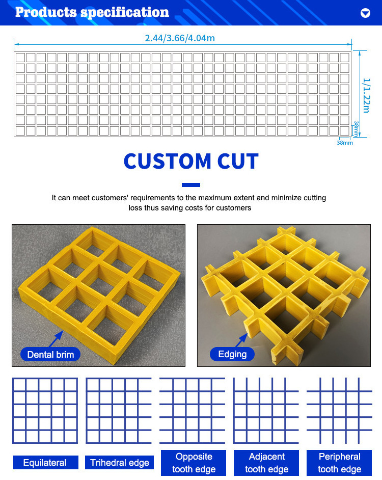 Deck Trench Cover Drain Pipe Sidewalk Floor Fiber Glass Grating FRP Grille