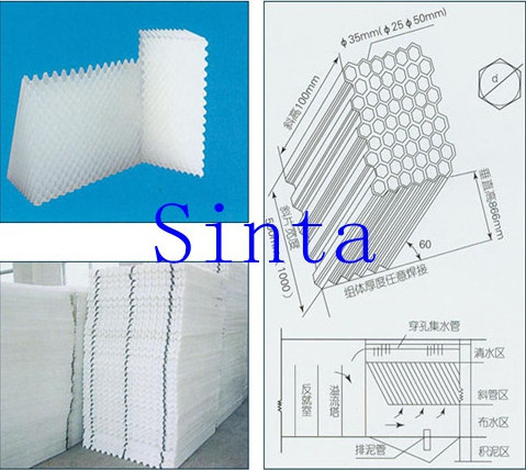 Waste Water Sediment Tank 1mX1m Inclined Lamella Clarifier PP PVC Plate Tube Settler Media Inclined Tube Settler Lamella