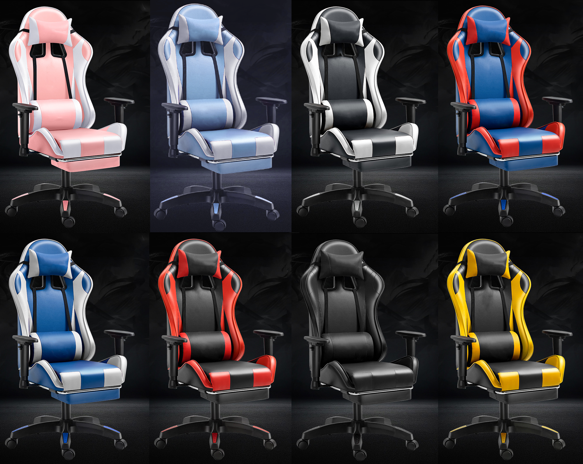 Hot selling Modern Fast Delivery Ergonomic Video Gaming Chair with Removable Head and Lumbar Pillow