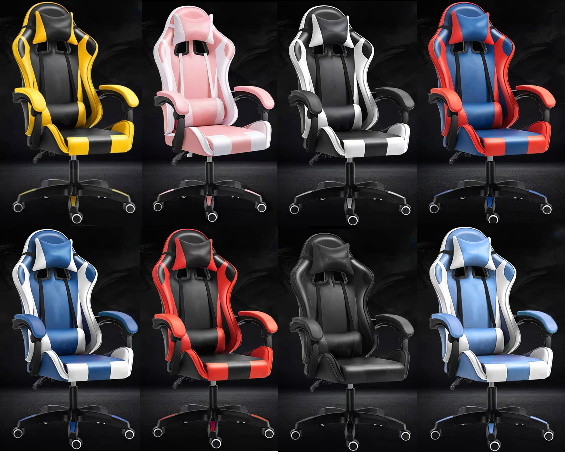 Cheapest office gamer racing gaming chair with optional  footrest and massage RGB light strip and Bluetooth function