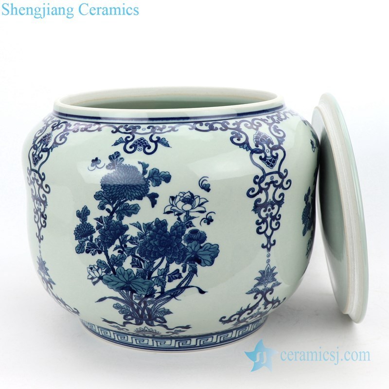 Antique hand-painted design blue and white pattern home decoration tea pot ceramic pot