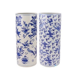 RZUL01-A-B Jingdezhen Ceramics Blue and white Dragon and Phoenix Flower and Bird Porcelain Umbrella Stand