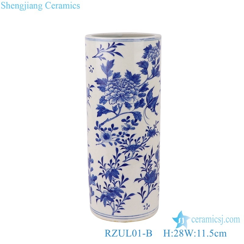 RZUL01-A-B Jingdezhen Ceramics Blue and white Dragon and Phoenix Flower and Bird Porcelain Umbrella Stand