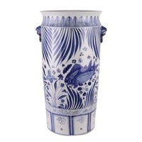 RZFH38-A Antique Porcelain Blue and white algal pattern Ceramic Umbrella stand Big Vase with Lion head