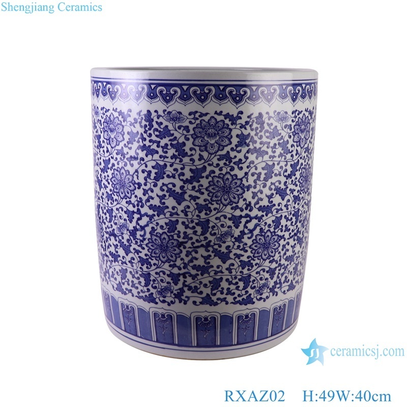 RXAZ02 New Blue and White Porcelain Twisted flower Pattern Ceramic Umbrella stand Big pot