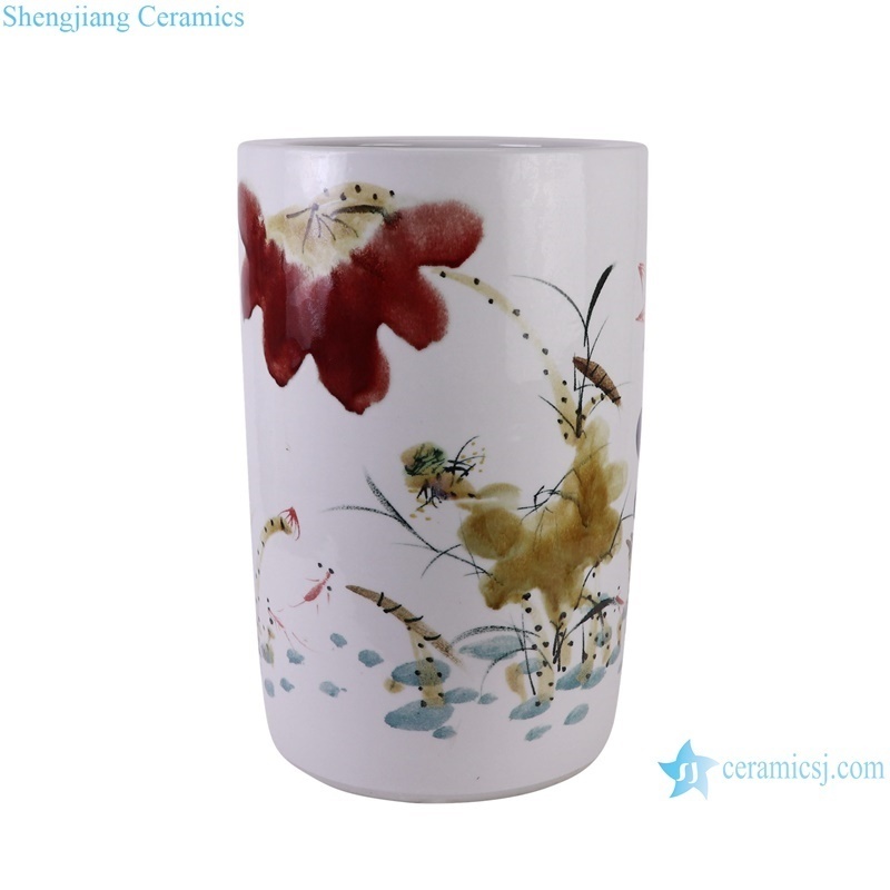 RZTH03 Kiln changes color painting lotus pattern ceramic umbrella stand umbrella holder