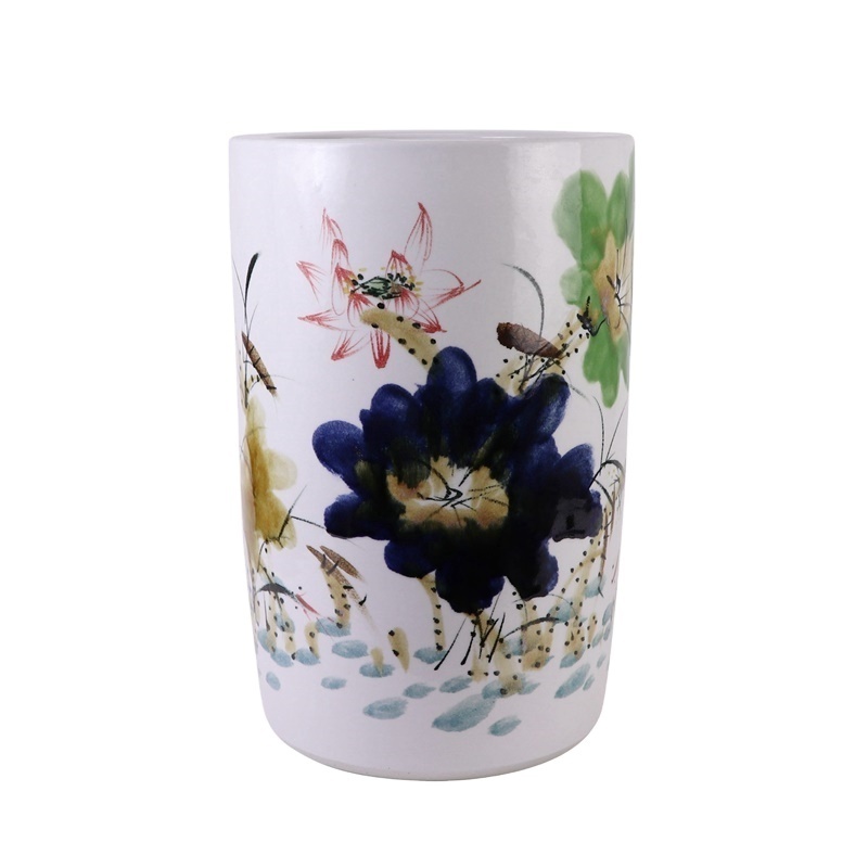 RZTH03 Kiln changes color painting lotus pattern ceramic umbrella stand umbrella holder