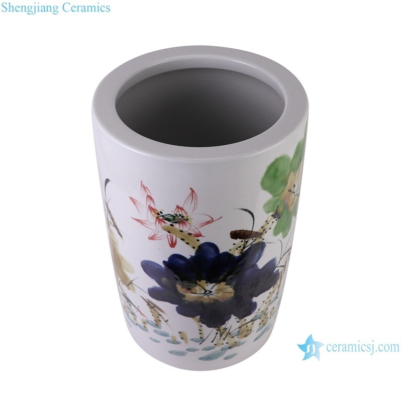 RZTH03 Kiln changes color painting lotus pattern ceramic umbrella stand umbrella holder