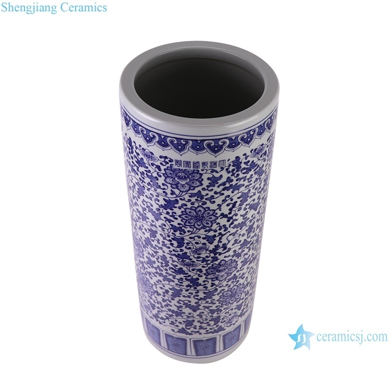 RXAZ01 Jingdezhen blue and white interlocking branch lotus pattern porcelain umbrella holder