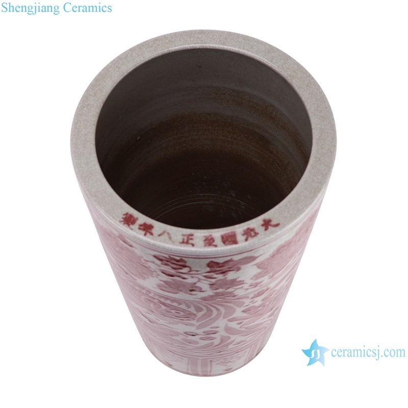 RXCG05-A Hand-painted Fish and Alga Pattern Underglazed red Ceramic floor flower Pot Umbrella stand