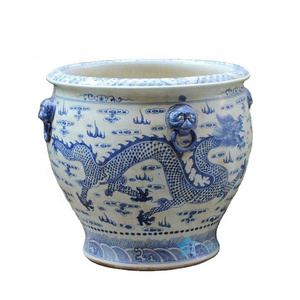 RZFH03-C Hand paint blue and white flying dragon pattern wholesale ceramic large garden pots