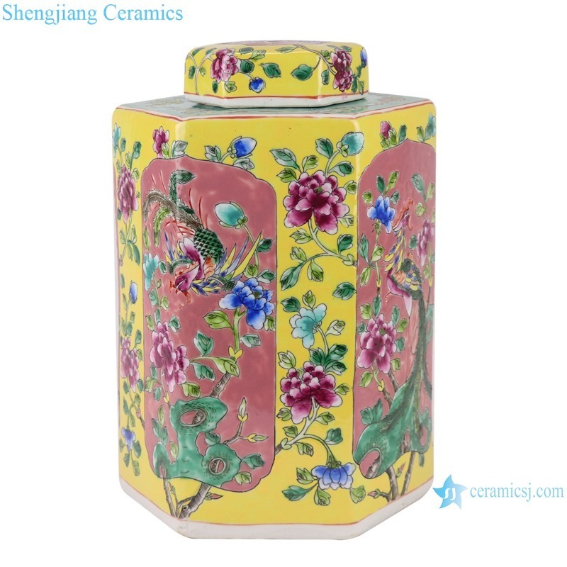 RZFA06-C_ Jingdezhen porcelain vase hand-painted engraving antique pastel general ceramic jar decoration