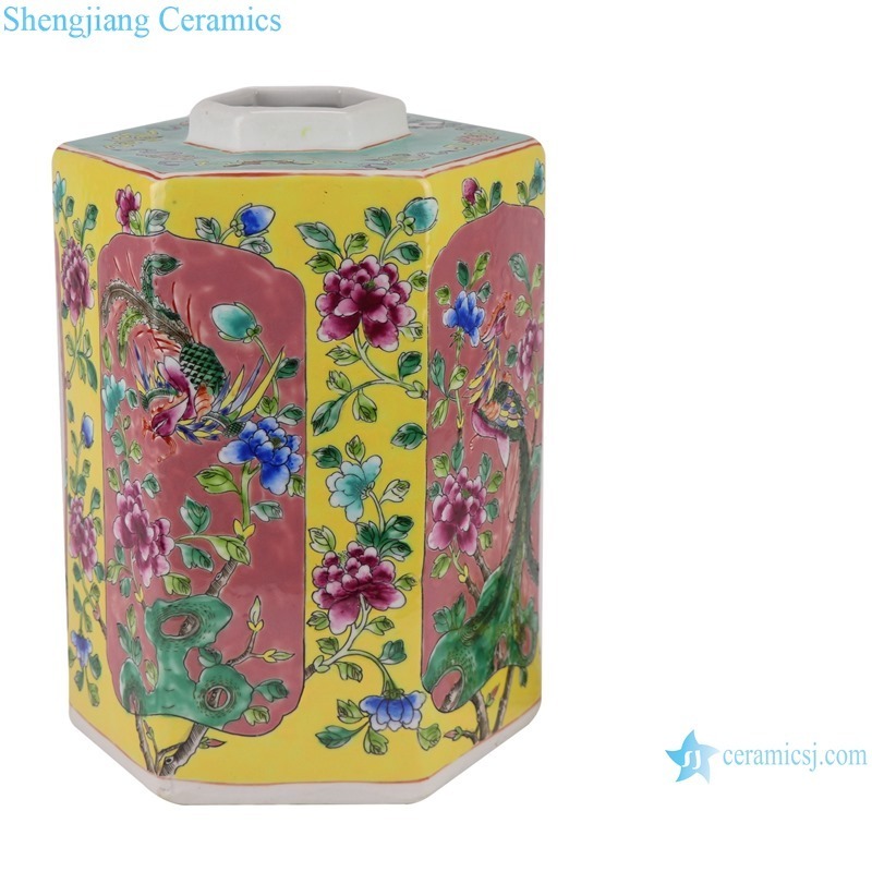 RZFA06-C_ Jingdezhen porcelain vase hand-painted engraving antique pastel general ceramic jar decoration