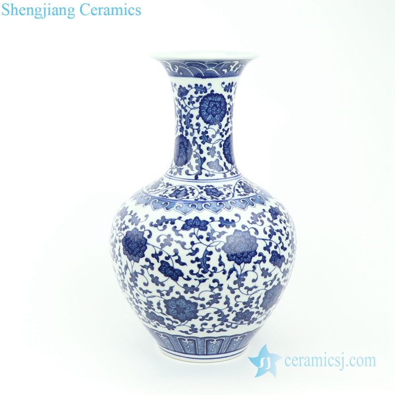 RYUJ25-26 China factory made cheap blue floral ceramic vase Home table decoration