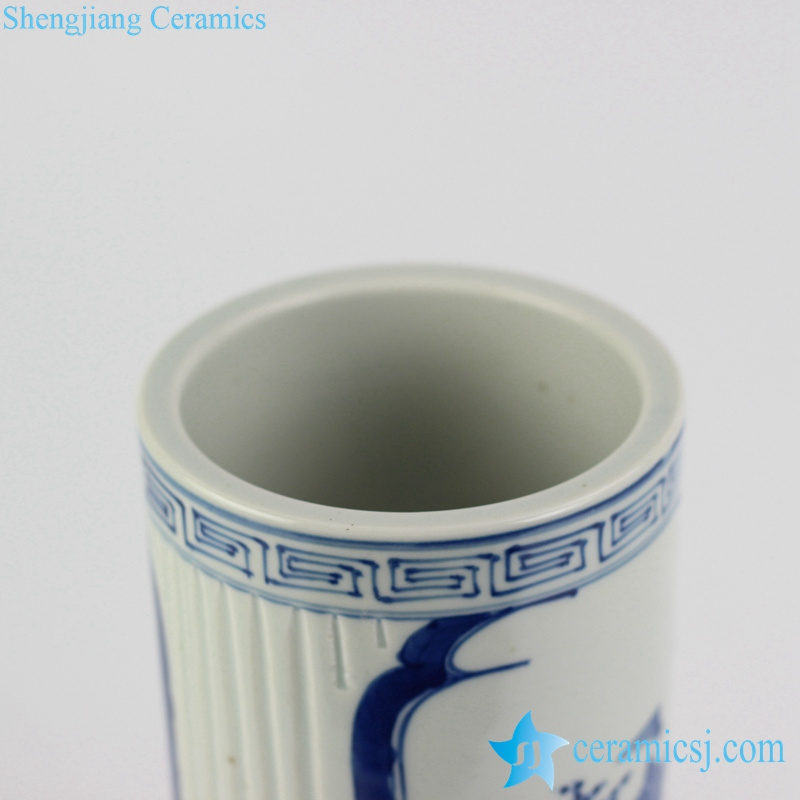 RZJI01 Chinese style blue and white hand paint landscape pattern porcelain rain umbrella stand