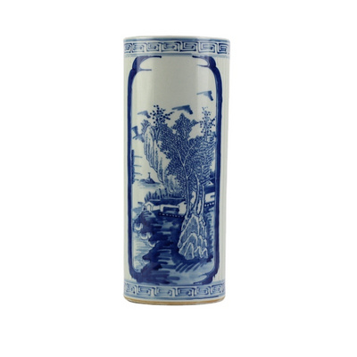 RZJI01 Chinese style blue and white hand paint landscape pattern porcelain rain umbrella stand