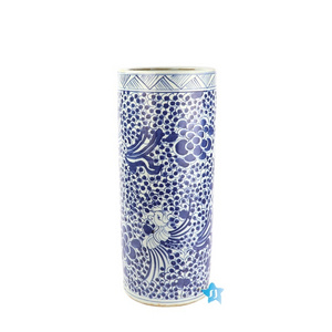 RZKT09-B Hand drawing blue and white phoenix ceramic umbrella stand