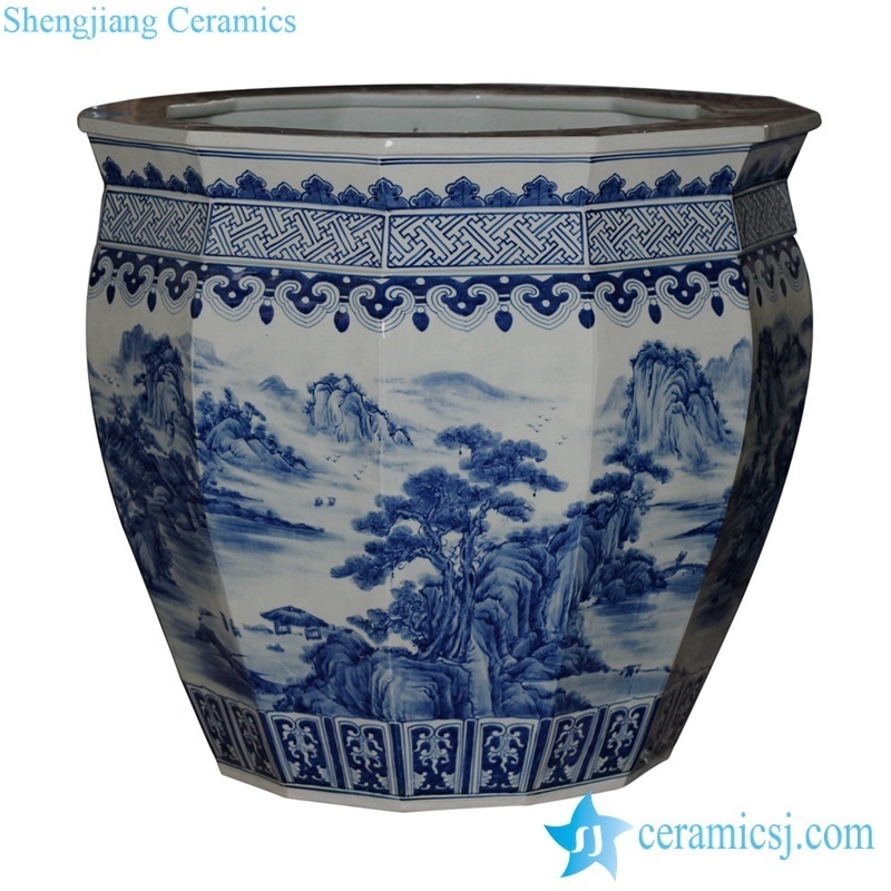 RYUZ05 Hand paint landscape pattern huge ceramic pot