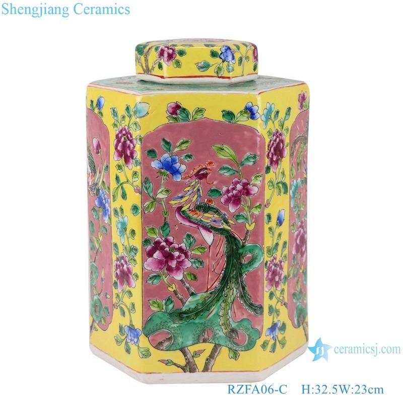 RZFA06-C_ Jingdezhen porcelain vase hand-painted engraving antique pastel general ceramic jar decoration