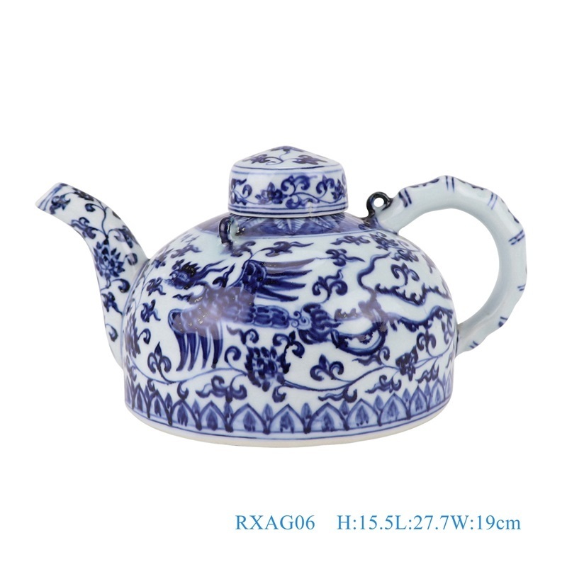 RXAG06 Jingdezhen Blue and White Porcelain phoenix Pattern Ceramic Tea pot Kettle