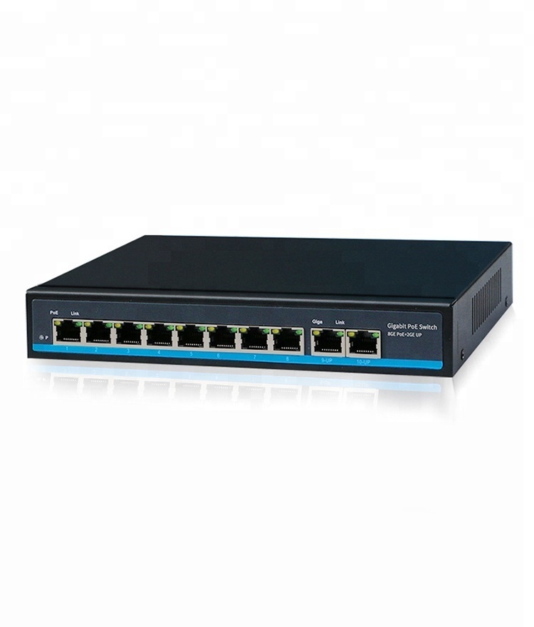 Factory OEM/ODM 4 8 16 24 32 48 Port CCTV Network Ethernet PoE Switch 100/1000M 48V for Hikvision IP Camera (POE0820BNH-3)