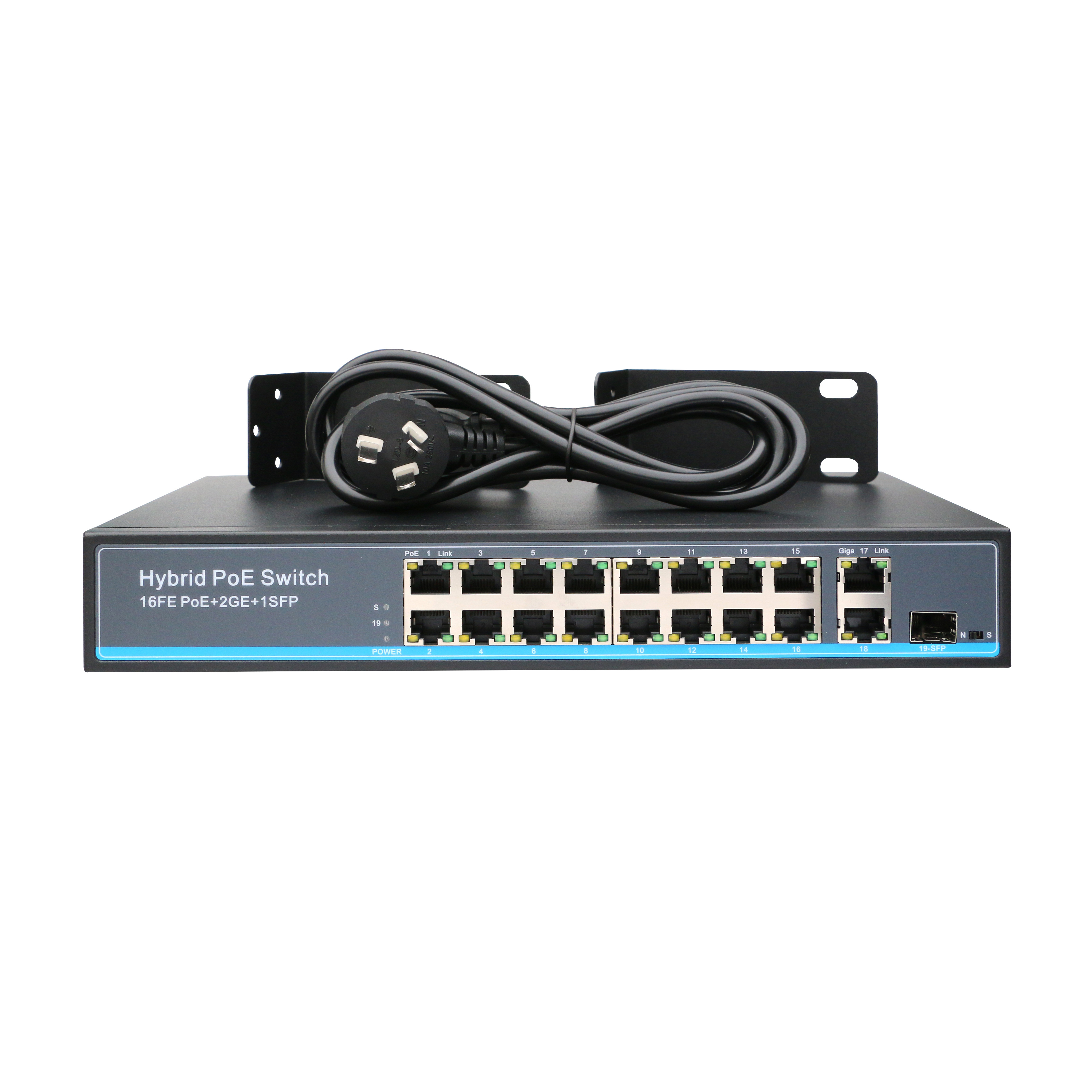 16 Port 10/100Mbps PoE 1gb Switch powered by poe with 1 Gigabit SFP fiber port (POE1621-2)