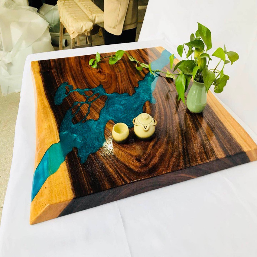 Factory price solid wood epoxy river table