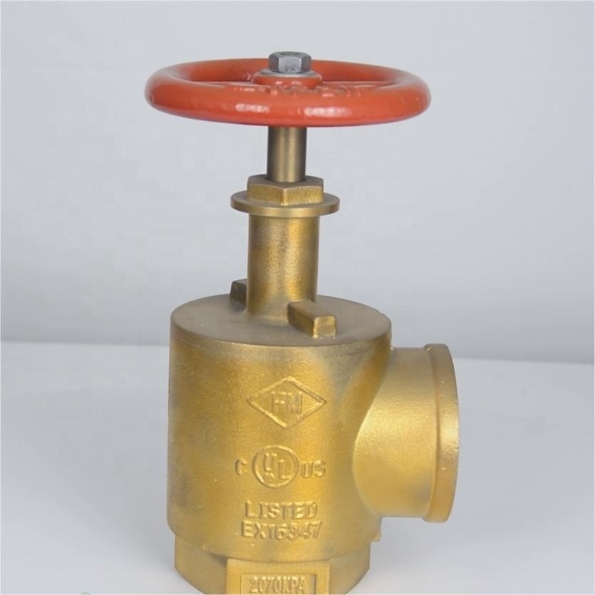 Brass copper chrome polish high quality  2 1/2''FXF firefighting equipment angle hose valve hydrant