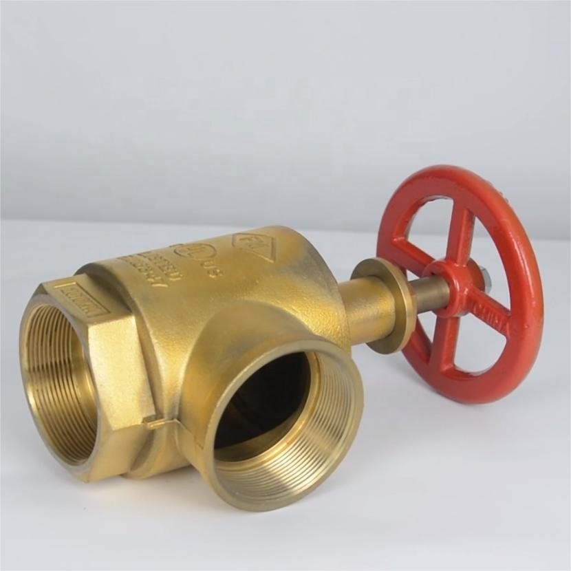 Brass copper chrome polish high quality  2 1/2''FXF firefighting equipment angle hose valve hydrant