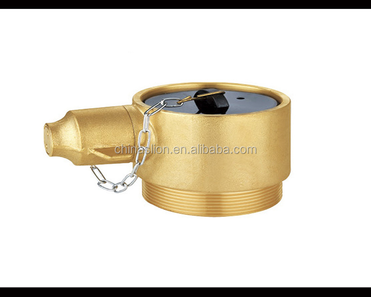 Factory price 5 years warranty  angle hose  outlet  2 1/2''Female  brass hat chain  fire valve  polishing  hat