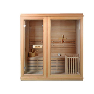 New Finnish Saunas Traditional Style Indoor Wooden Dry Steam Sauna Room with Harvia Sauna Heater