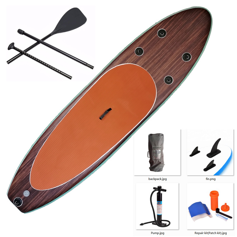 2023 New Design Bamboo SUP Board Inflatable Paddle Board Wooden SUP