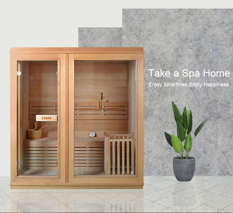 Finland Home Solid Wood Traditional Steam Sauna Room with Electric Stove