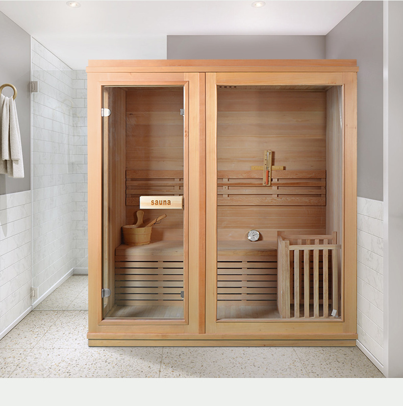 Finland Home Solid Wood Traditional Steam Sauna Room with Electric Stove