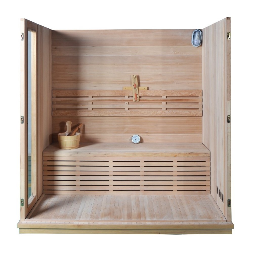 New Finnish Saunas Traditional Style Indoor Wooden Dry Steam Sauna Room with Harvia Sauna Heater