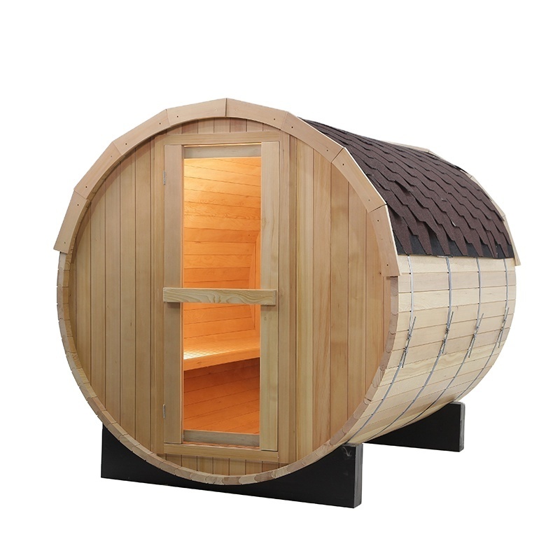 New Design Outdoor Traditional steam Wooden Barrel Sauna Room with Harvia Sauna Heater on Sales