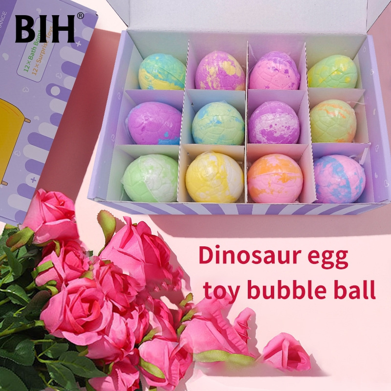 Hot Sell OEM Christmas Small Dinosaur Egg Kids Bubble Fizzer Bath Bombs Surprise Toys Inside