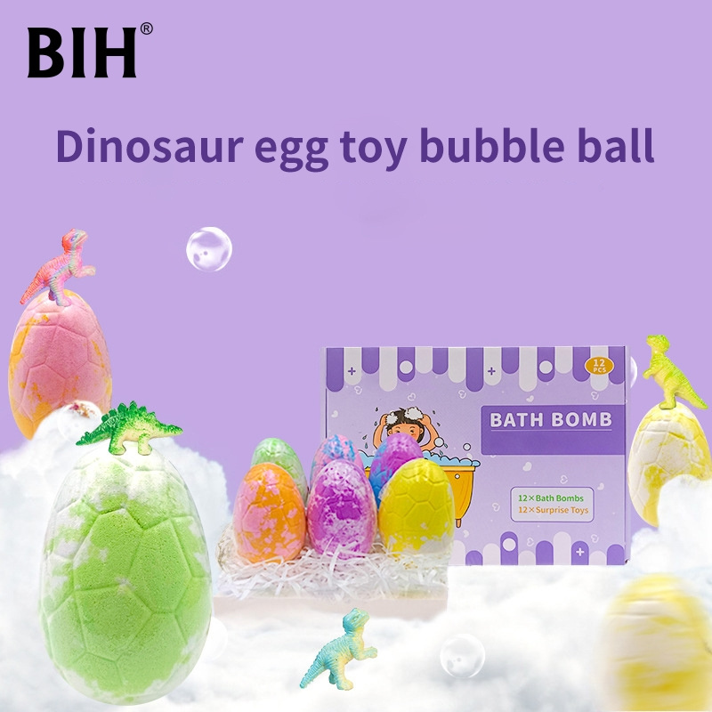 Hot Sell OEM Christmas Small Dinosaur Egg Kids Bubble Fizzer Bath Bombs Surprise Toys Inside