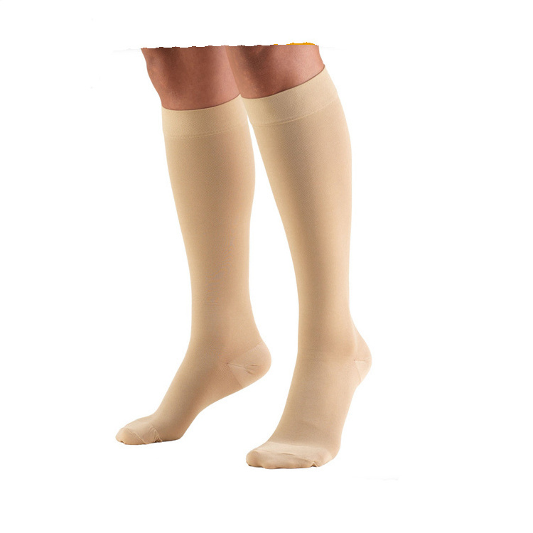 BY-S-0064 Womens Popular Short Nude Socks Nylon Compression Stockings 20-30 Mmhg Thin Solid Knitted Knee High Spandex / Nylon