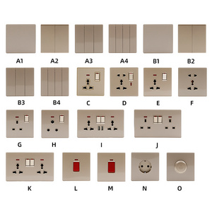 Morden Extreme Thin Home Office 13A 250V Golden Wall Sockets And Switches Electrical With Neon