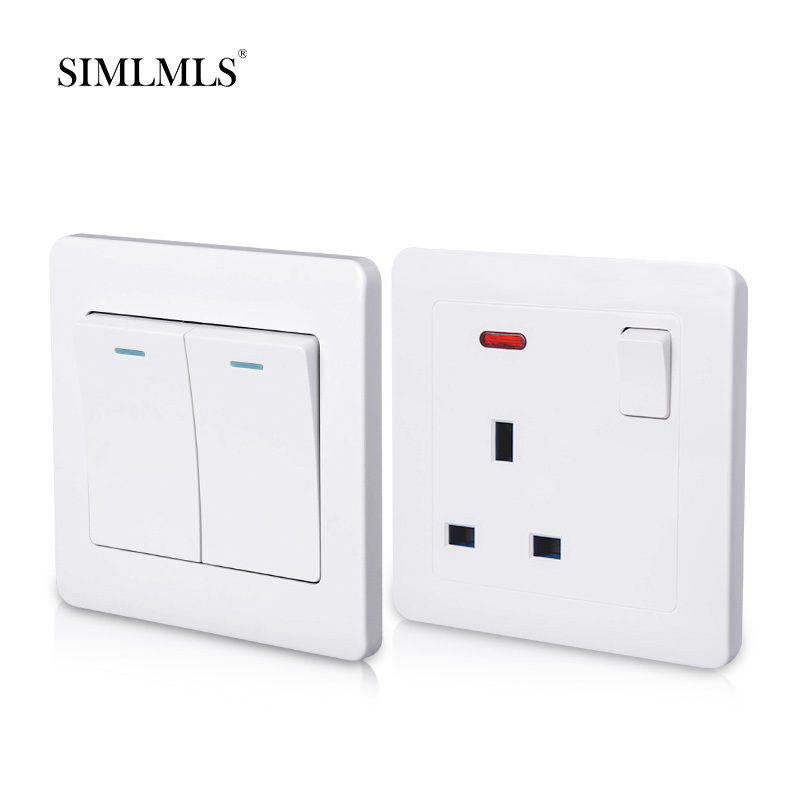 China supplier 13A 250V decorative extreme thin hotel living room wall light switch socket wall plate