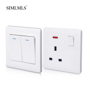 European Standard PC Colorful Plate Cover 250V 10A 50/60Hz 1Gand 2 Gang 1 Way 2 Way Electric Wall Switch