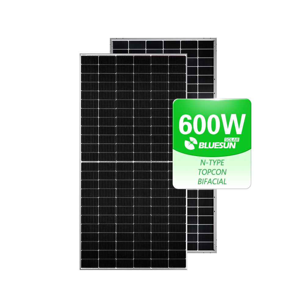 Bluesun Solar Panels 550 watt 590 watt 600w Topcon Bifacial Double Glass Panel Solar PV module price