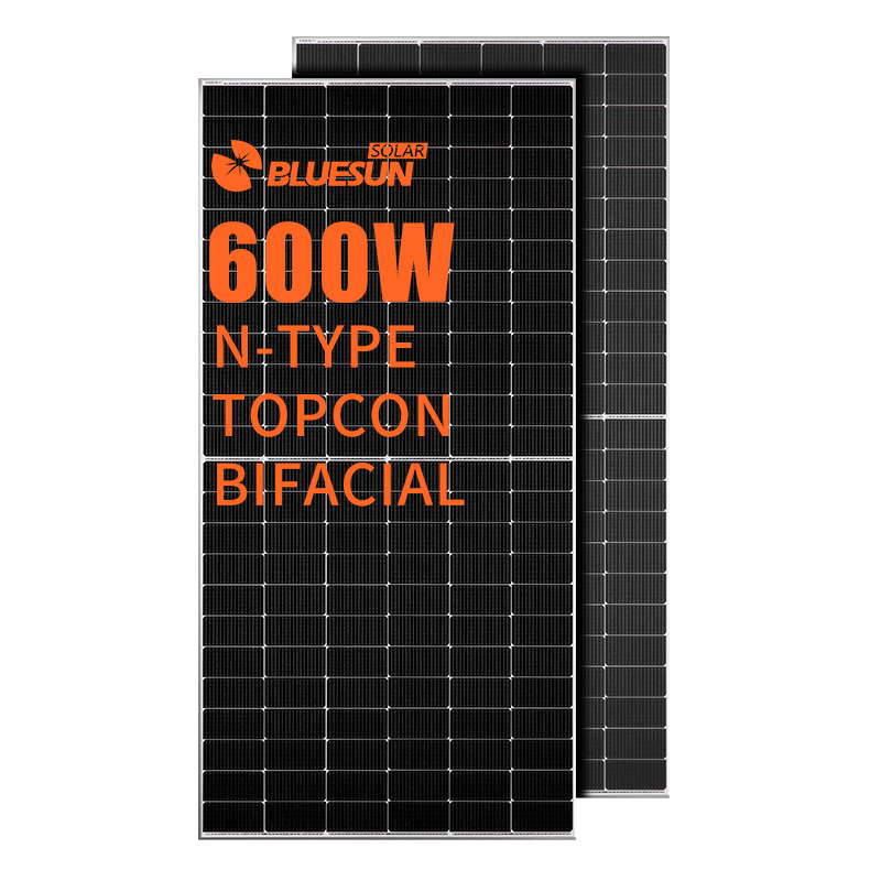 Bluesun Solar Panels 550 watt 590 watt 600w Topcon Bifacial Double Glass Panel Solar PV module price